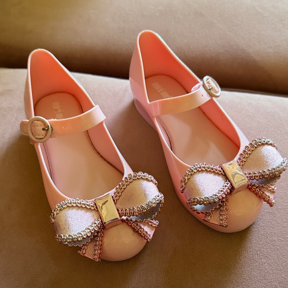 Mini Melissa Pink Bow Strap Mary Jane Shoes size 11